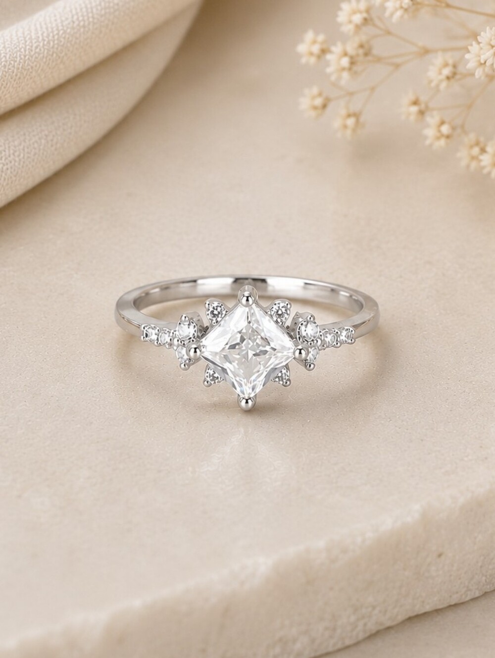 Sterling Silver Princess-Cut CZ Ring